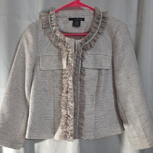 Willi Smith Light Tan Blazer with Ruffle Trim